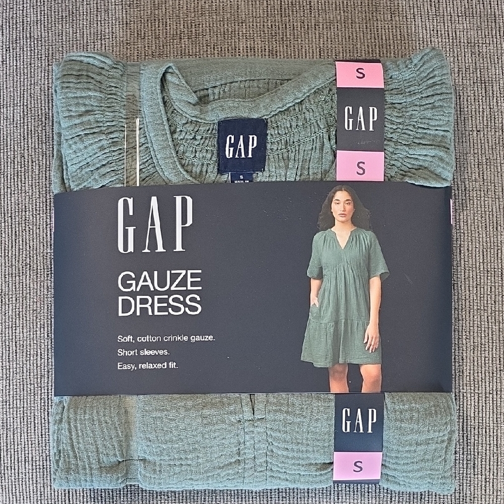 GAP Sage Green Gauze Dress, Small, NWT